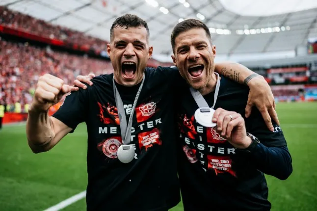 Granit Xhaka was a key figure in Xabi Alonso’s Bayer Leverkusen side (Getty)
