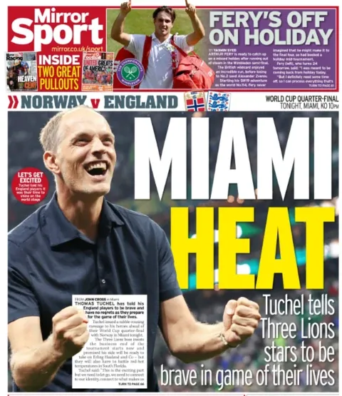 The back page of the Daily Mirror
