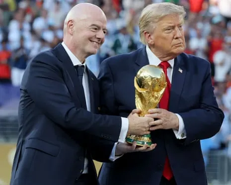 Gianni Infantino and Donald Trump clutch the World Cup at last month’s final between Spain and Argentina and at the end of a hugely lucractive tournament