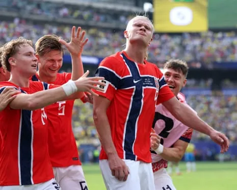 Erling Haaland after scoring against Brazil