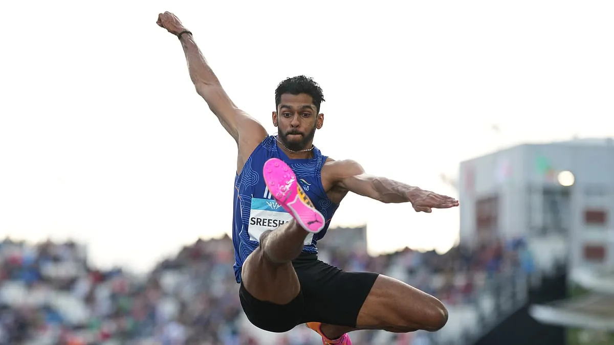 Sreeshankar in action on Wednesday